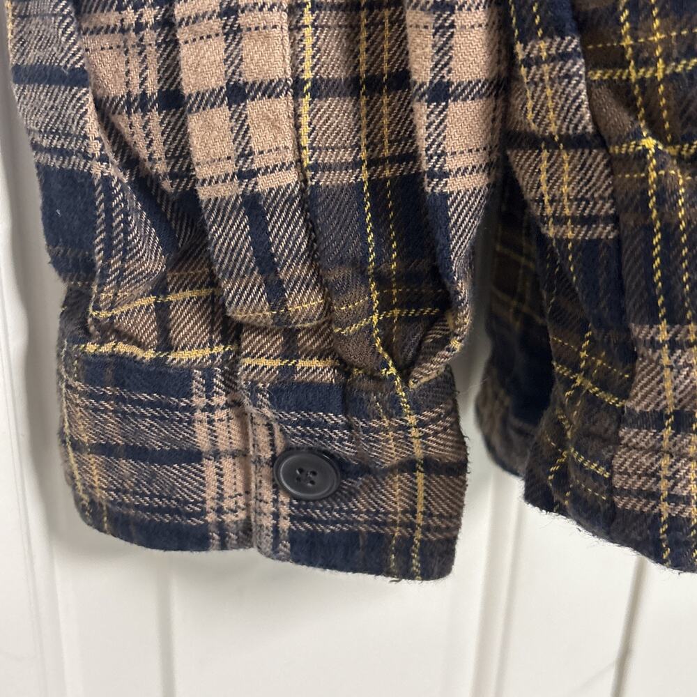 Barbour 100% Cotton Plaid Fleece Button Down Shirt/Jacket Size Large - Picture 5 of 9